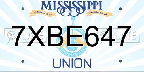 7XBE647 Mississippi License Plate