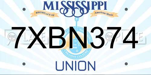 7XBN374 Mississippi License Plate