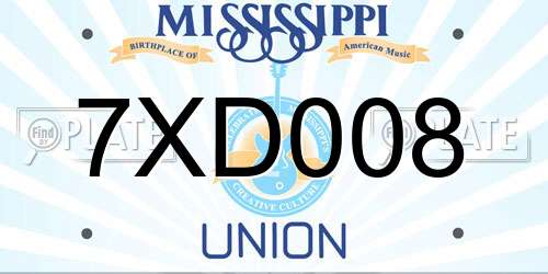 7XD008 Mississippi License Plate