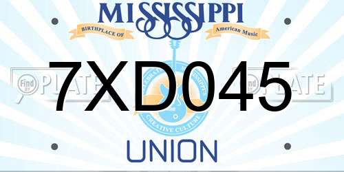 7XD045 Mississippi License Plate