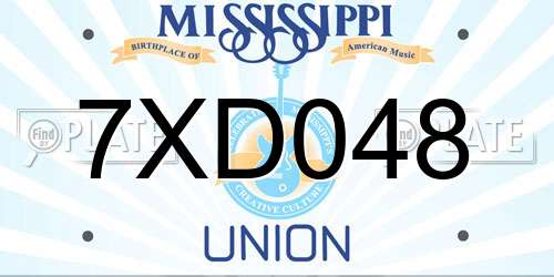 7XD048 Mississippi License Plate