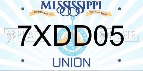7XDD05 Mississippi License Plate