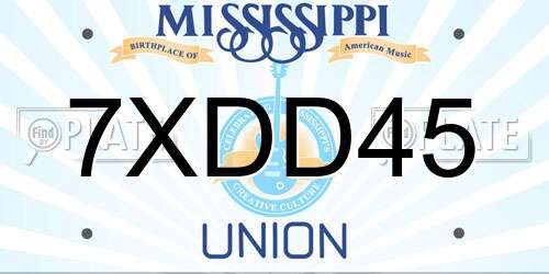 7XDD45 Mississippi License Plate