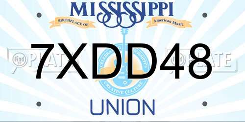 7XDD48 Mississippi License Plate