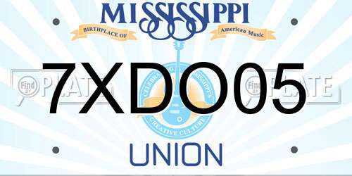 7XDO05 Mississippi License Plate