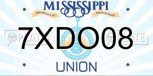 7XDO08 Mississippi License Plate