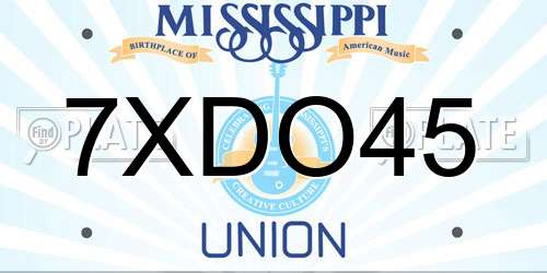 7XDO45 Mississippi License Plate