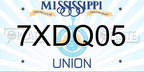 7XDQ05 Mississippi License Plate