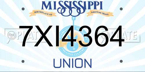 7XI4364 Mississippi License Plate
