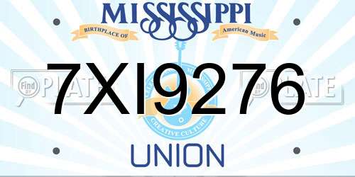 7XI9276 Mississippi License Plate
