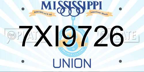 7XI9726 Mississippi License Plate