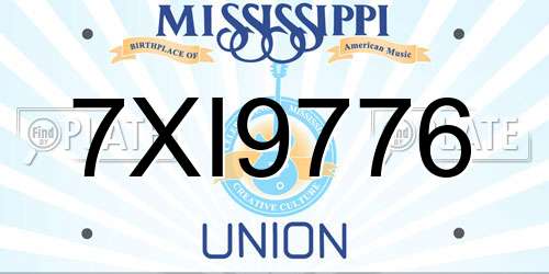 7XI9776 Mississippi License Plate