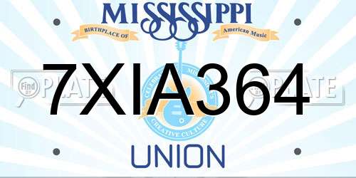 7XIA364 Mississippi License Plate
