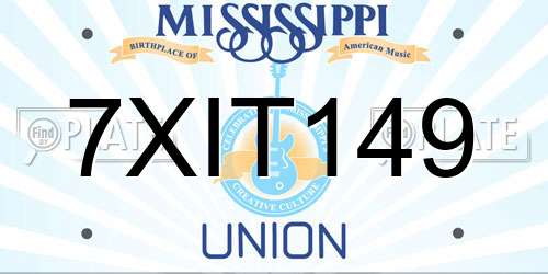 7XIT149 Mississippi License Plate
