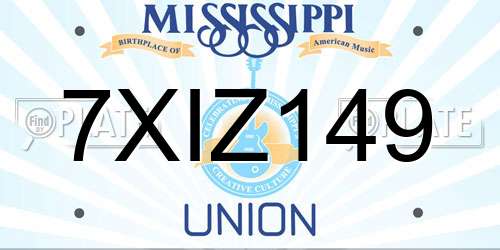 7XIZ149 Mississippi License Plate