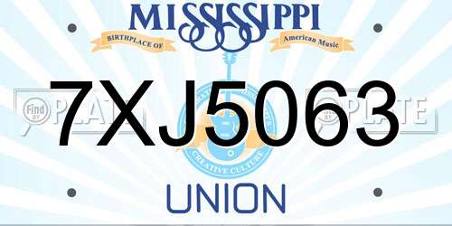 7XJ5063 Mississippi License Plate