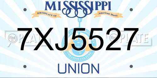 7XJ5527 Mississippi License Plate