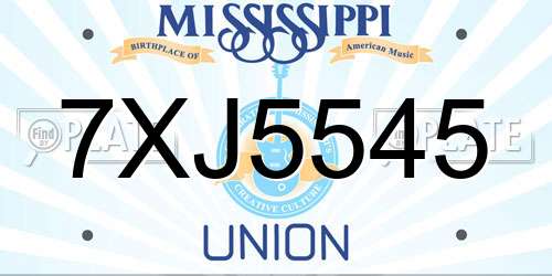 7XJ5545 Mississippi License Plate