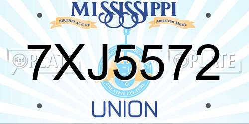 7XJ5572 Mississippi License Plate