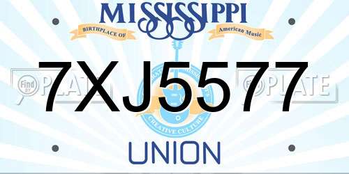 7XJ5577 Mississippi License Plate