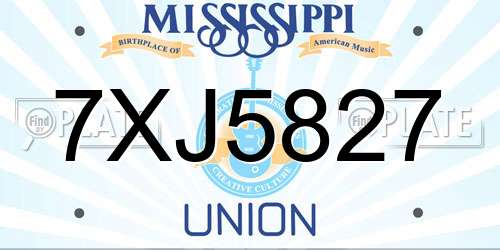 7XJ5827 Mississippi License Plate