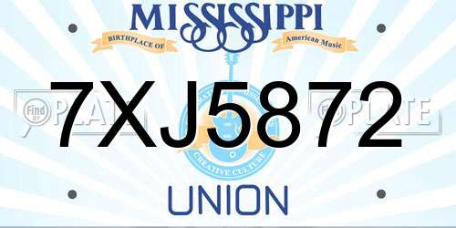 7XJ5872 Mississippi License Plate