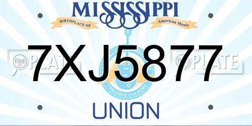 7XJ5877 Mississippi License Plate