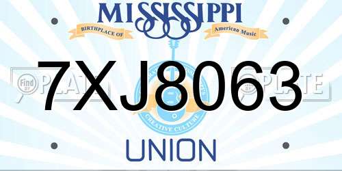 7XJ8063 Mississippi License Plate