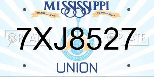 7XJ8527 Mississippi License Plate