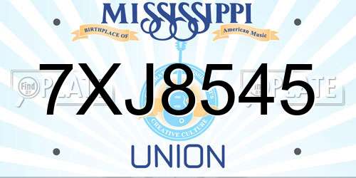 7XJ8545 Mississippi License Plate
