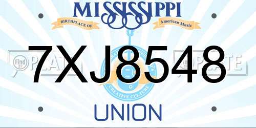 7XJ8548 Mississippi License Plate