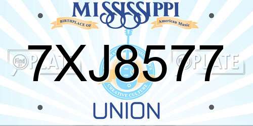 7XJ8577 Mississippi License Plate