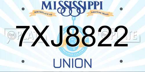 7XJ8822 Mississippi License Plate