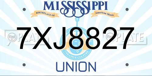 7XJ8827 Mississippi License Plate