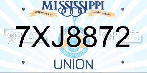 7XJ8872 Mississippi License Plate