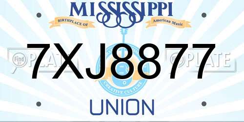 7XJ8877 Mississippi License Plate