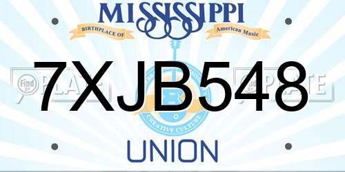 7XJB548 Mississippi License Plate