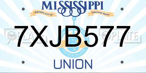 7XJB577 Mississippi License Plate