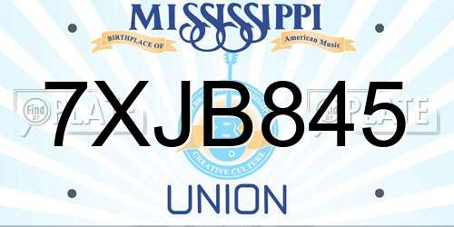 7XJB845 Mississippi License Plate