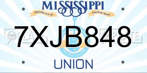 7XJB848 Mississippi License Plate