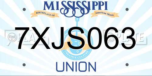 7XJS063 Mississippi License Plate