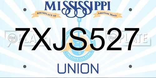 7XJS527 Mississippi License Plate