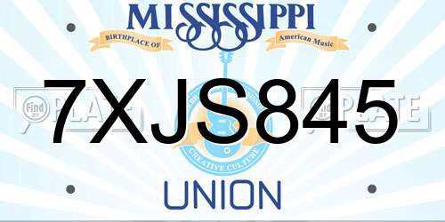 7XJS845 Mississippi License Plate