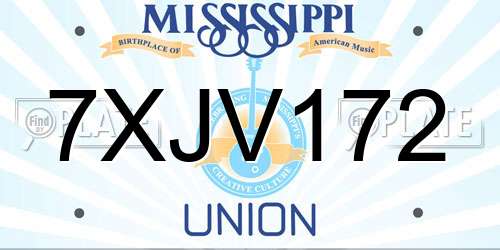 7XJV172 Mississippi License Plate
