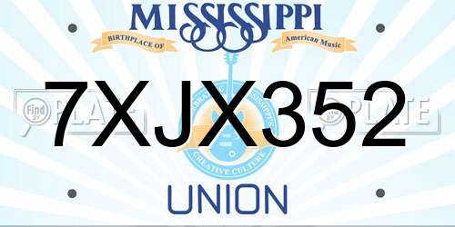 7XJX352 Mississippi License Plate