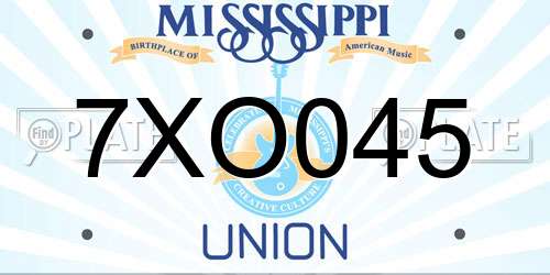 7XO045 Mississippi License Plate
