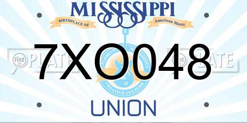 7XO048 Mississippi License Plate