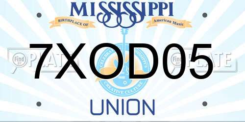7XOD05 Mississippi License Plate
