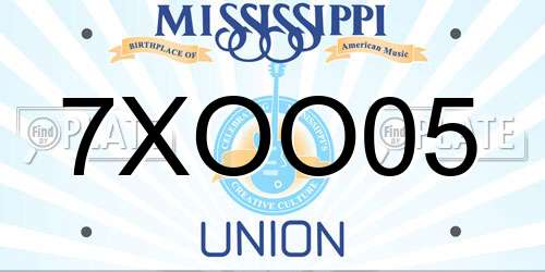 7XOO05 Mississippi License Plate