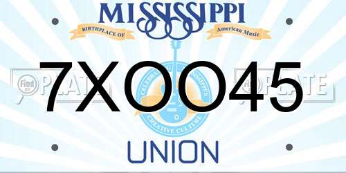 7XOO45 Mississippi License Plate